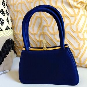 Elegant Blue Velvet Handbag